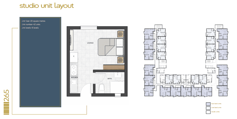 265 Elmer One Apartments Studio Unit Layout