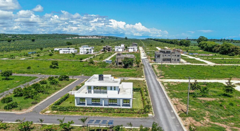 A drone shot picture of Vipingo Development’s residential plots