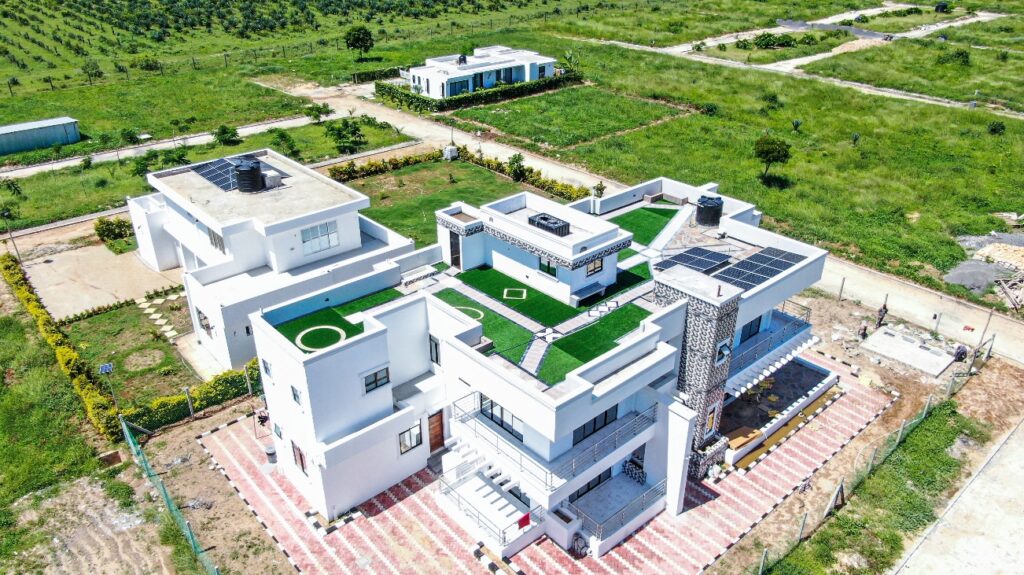 A drone shot picture of a house at Kingswood Park by Vipingo Development
