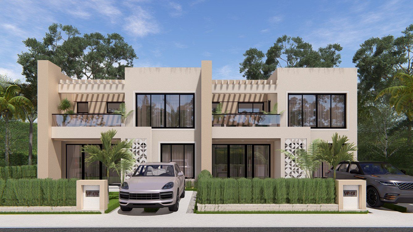 A render picture of a townhouse at Vipingo Model City by Centum Real Estate